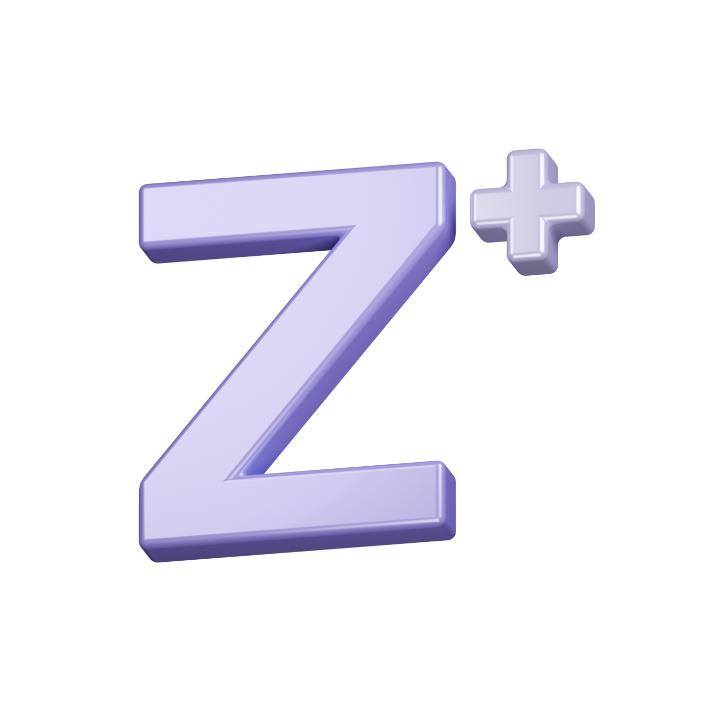 Purple three-dimensional Z plus logo